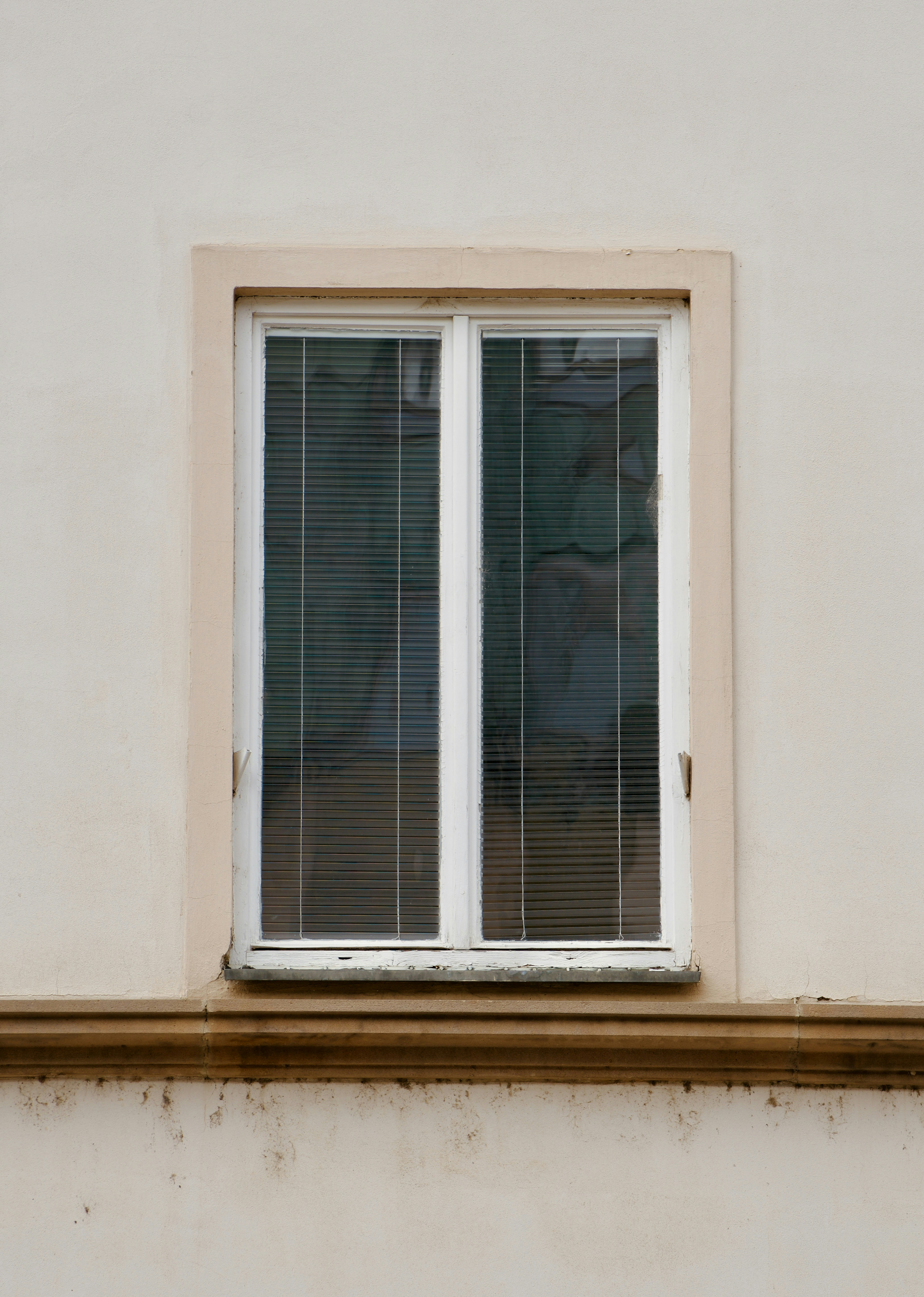 A window with blinds on the outside of it