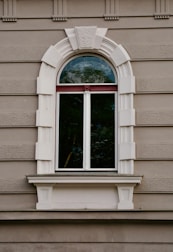 A window on the side of a building