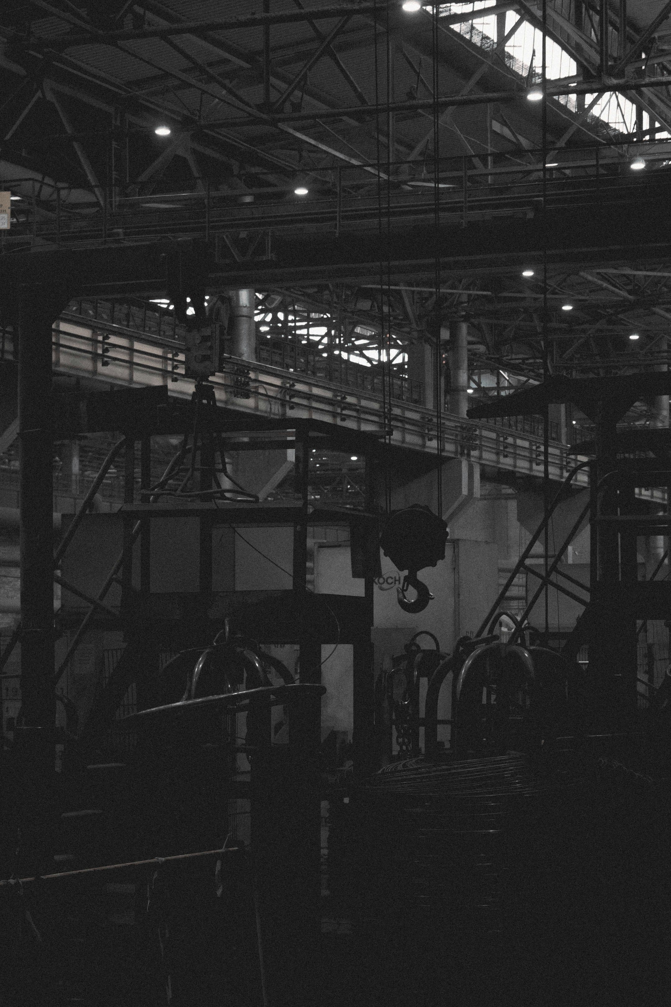 A black and white photo of a factory