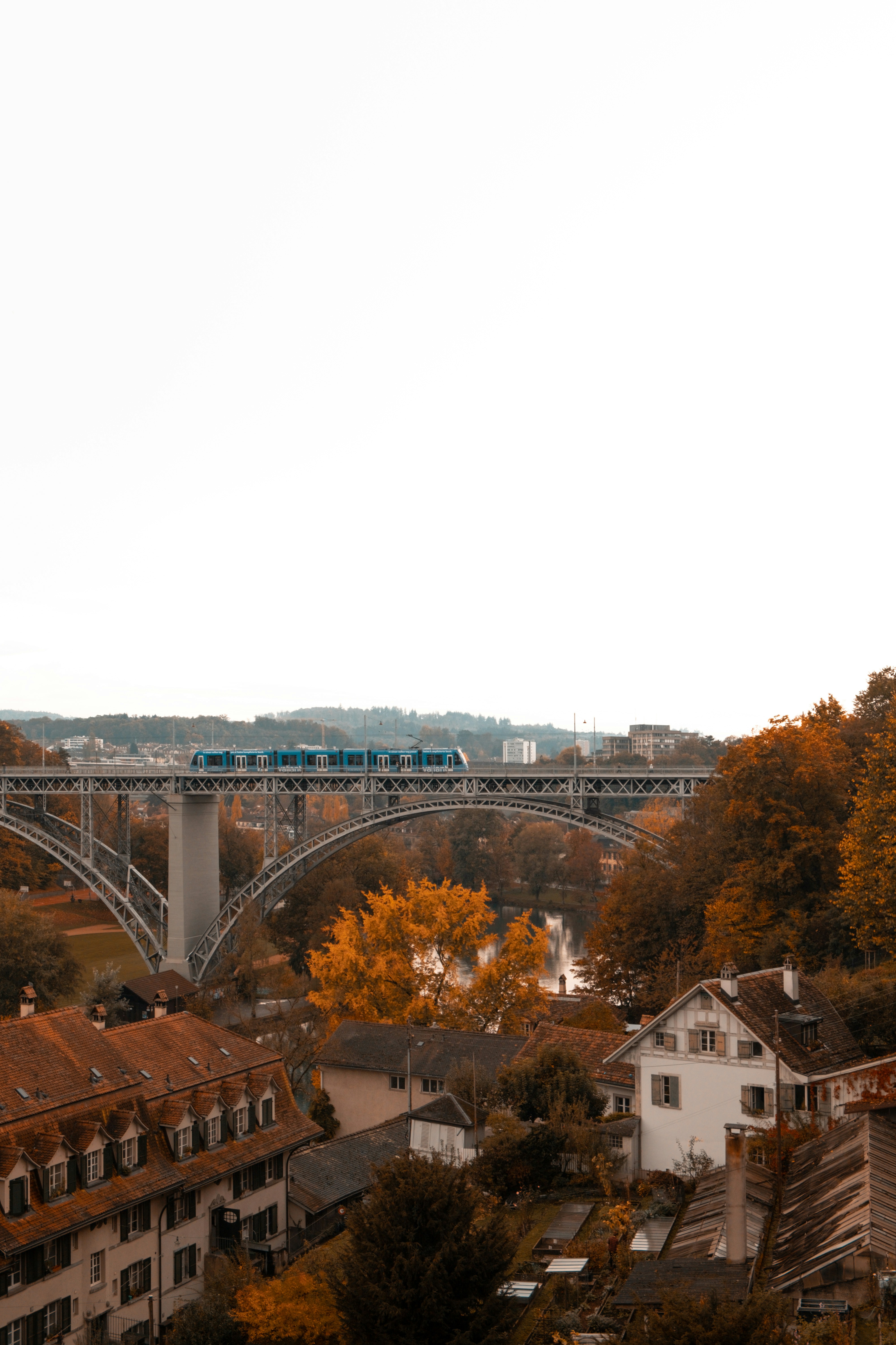 A view of a bridge over some buildings