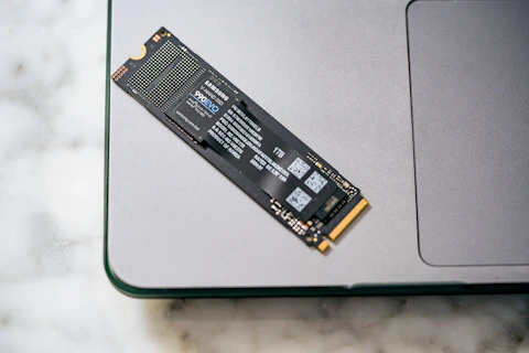 A close up of a laptop on a table