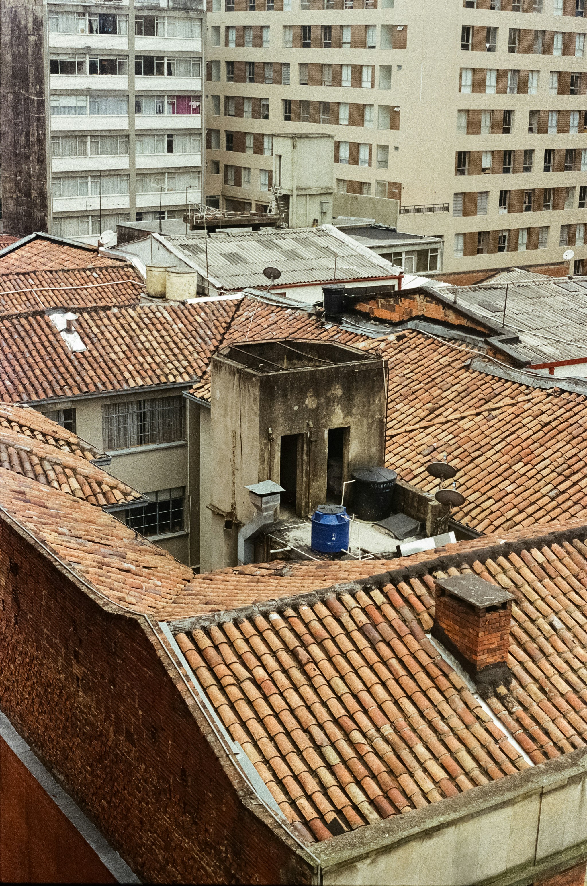 A view of a city from a rooftop