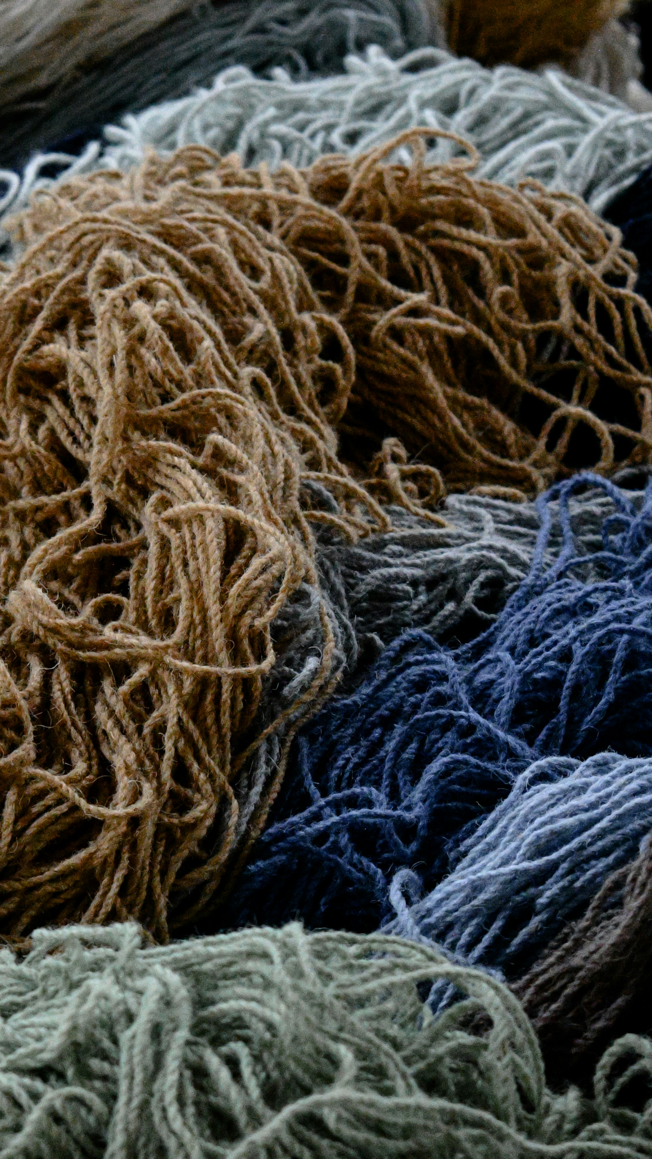 A close up of a pile of yarn