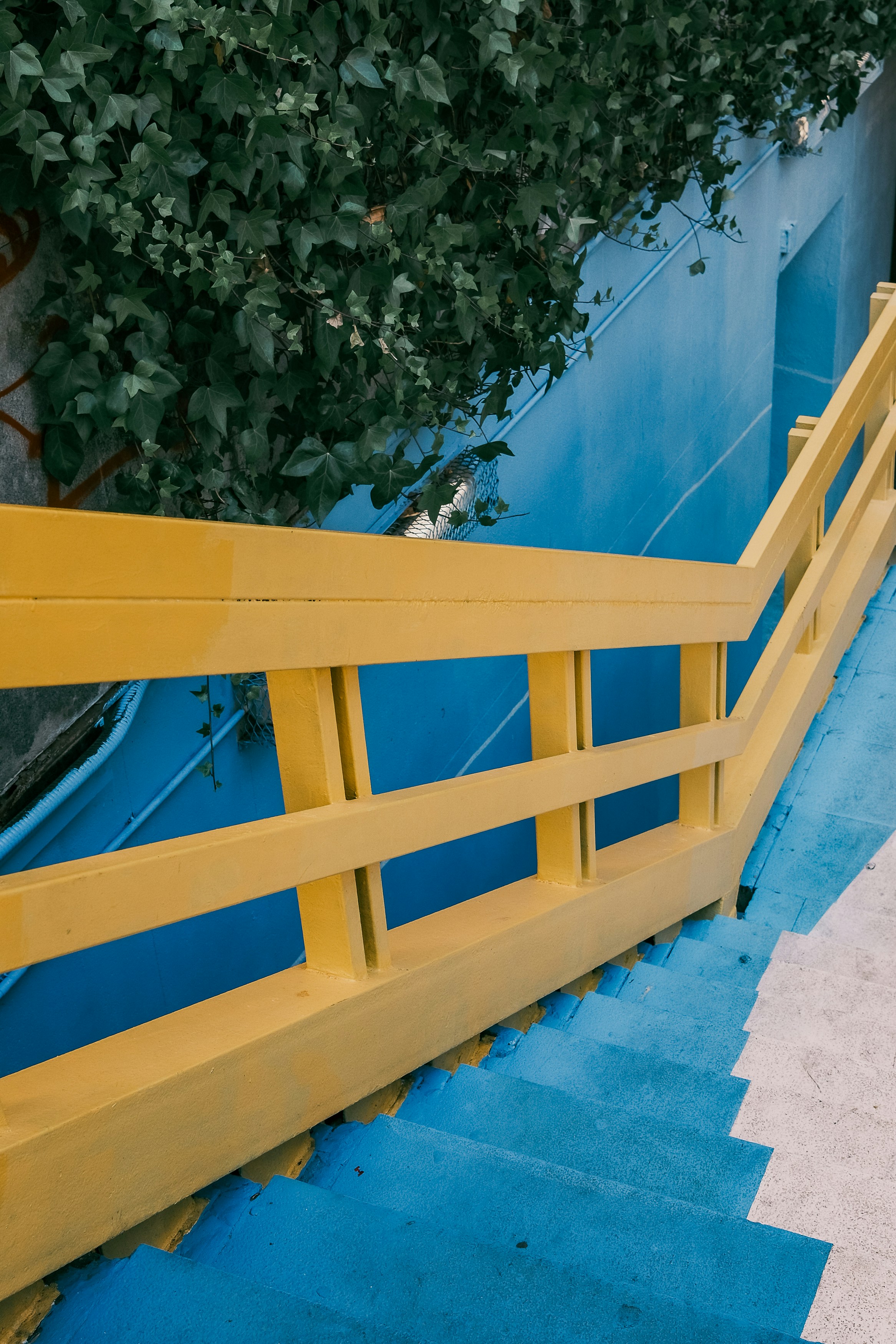 階段を降りる男性