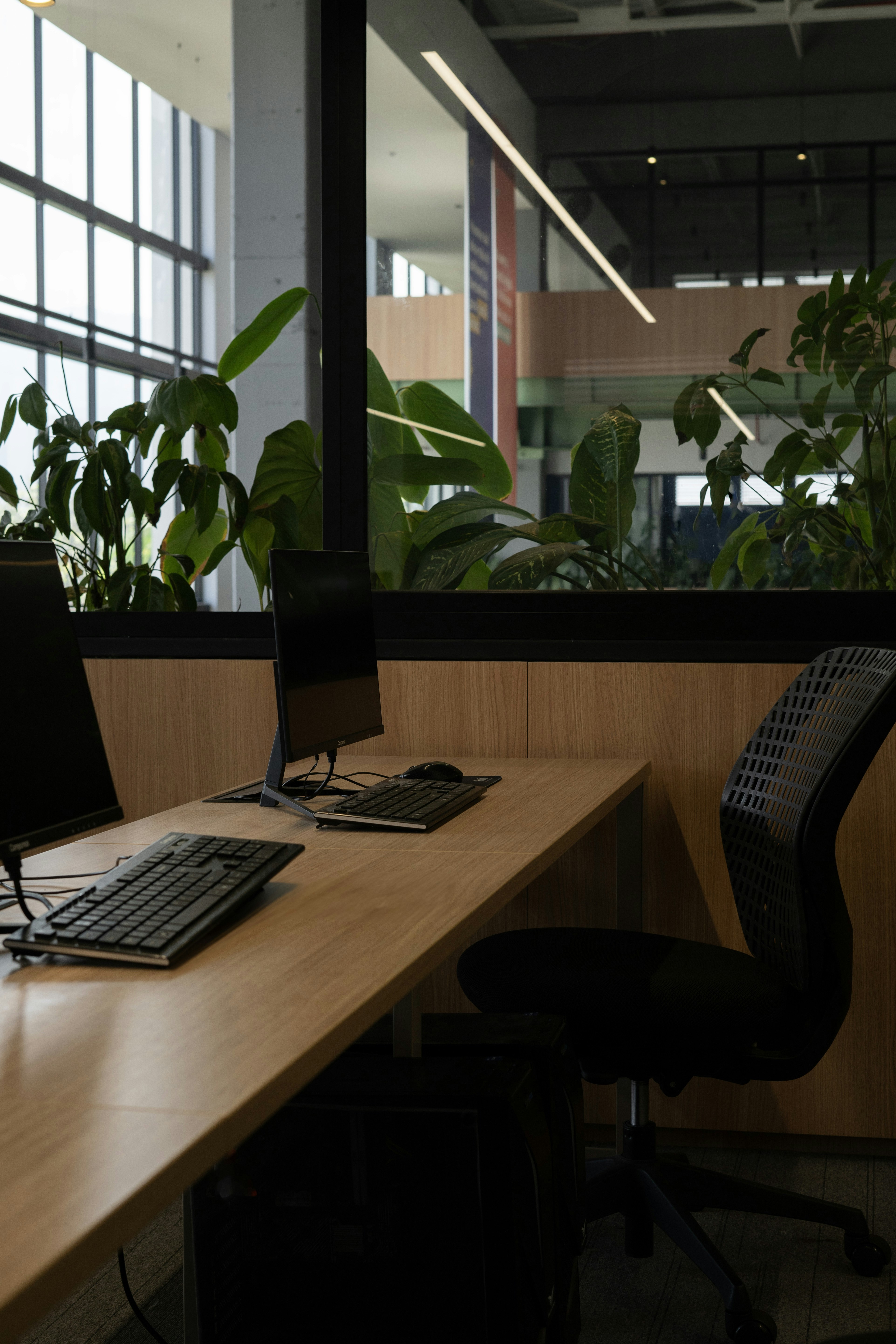 Un escritorio con una computadora y un teclado