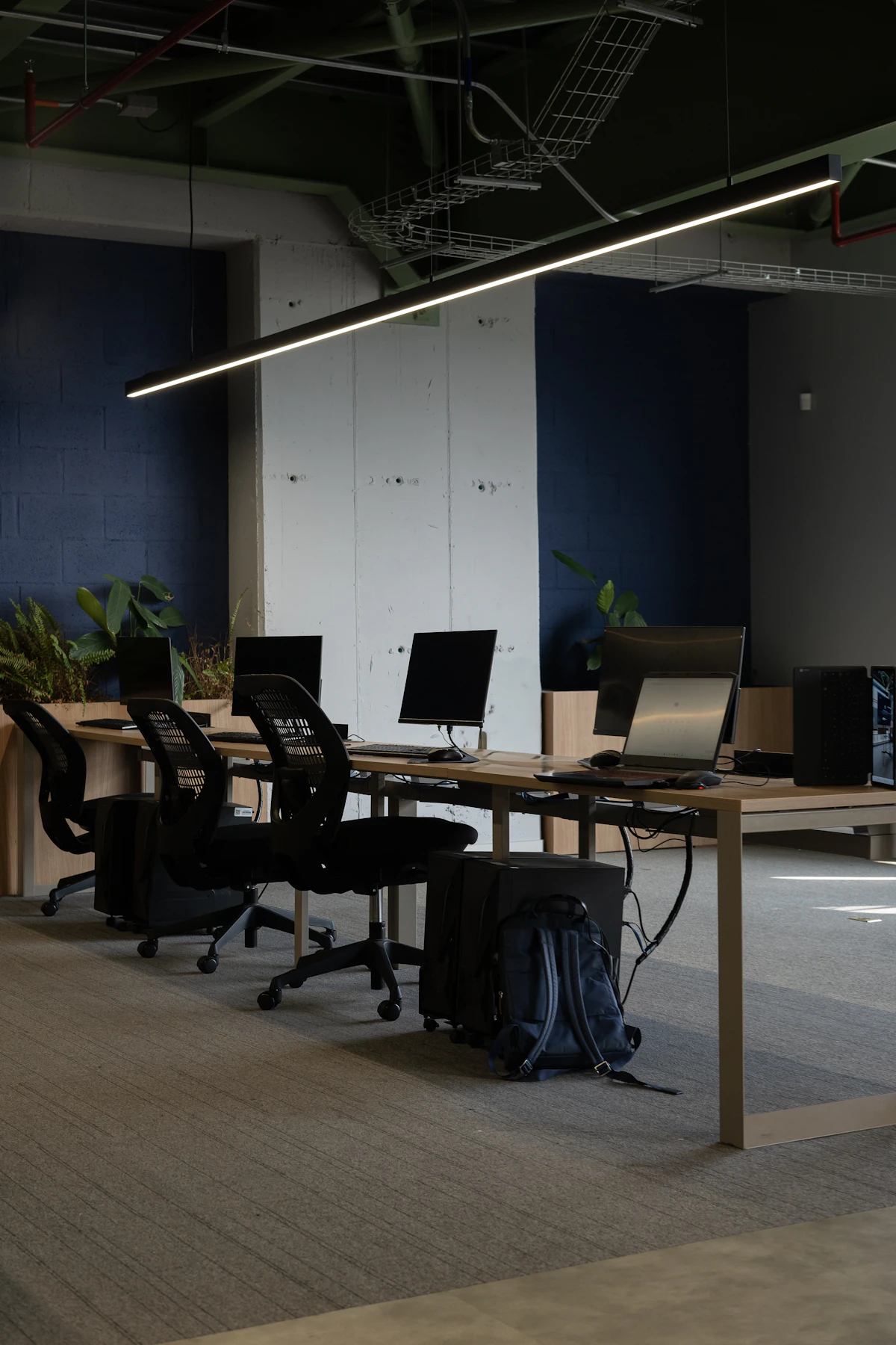 Empty office space with desk and chair
