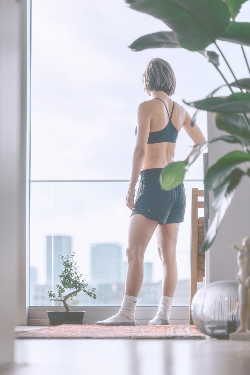 Senior exercising at home