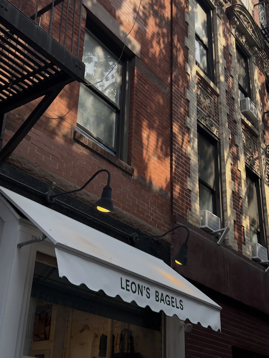 New York storefront with a white awning
