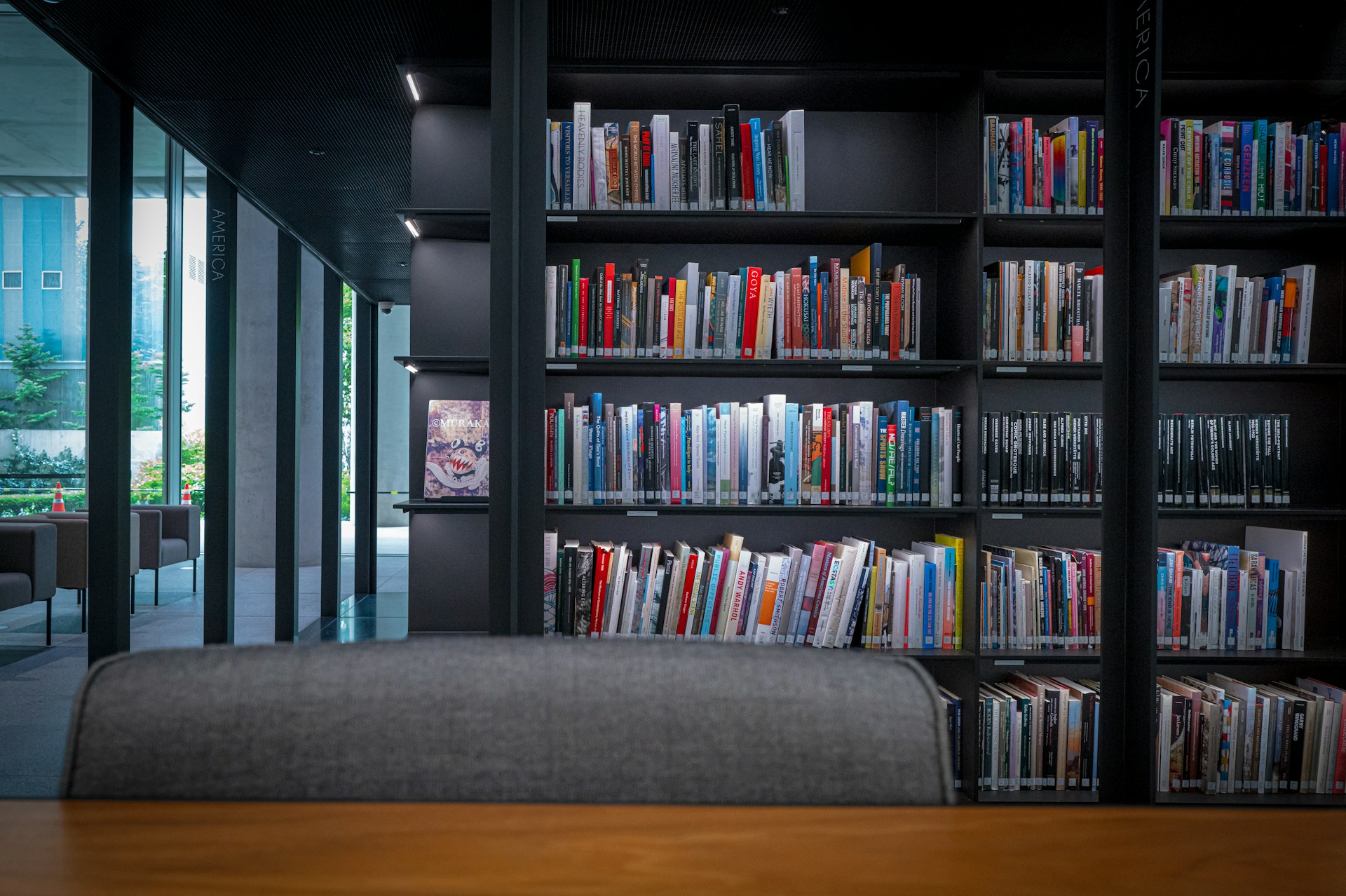 A room filled with lots of books and a couch