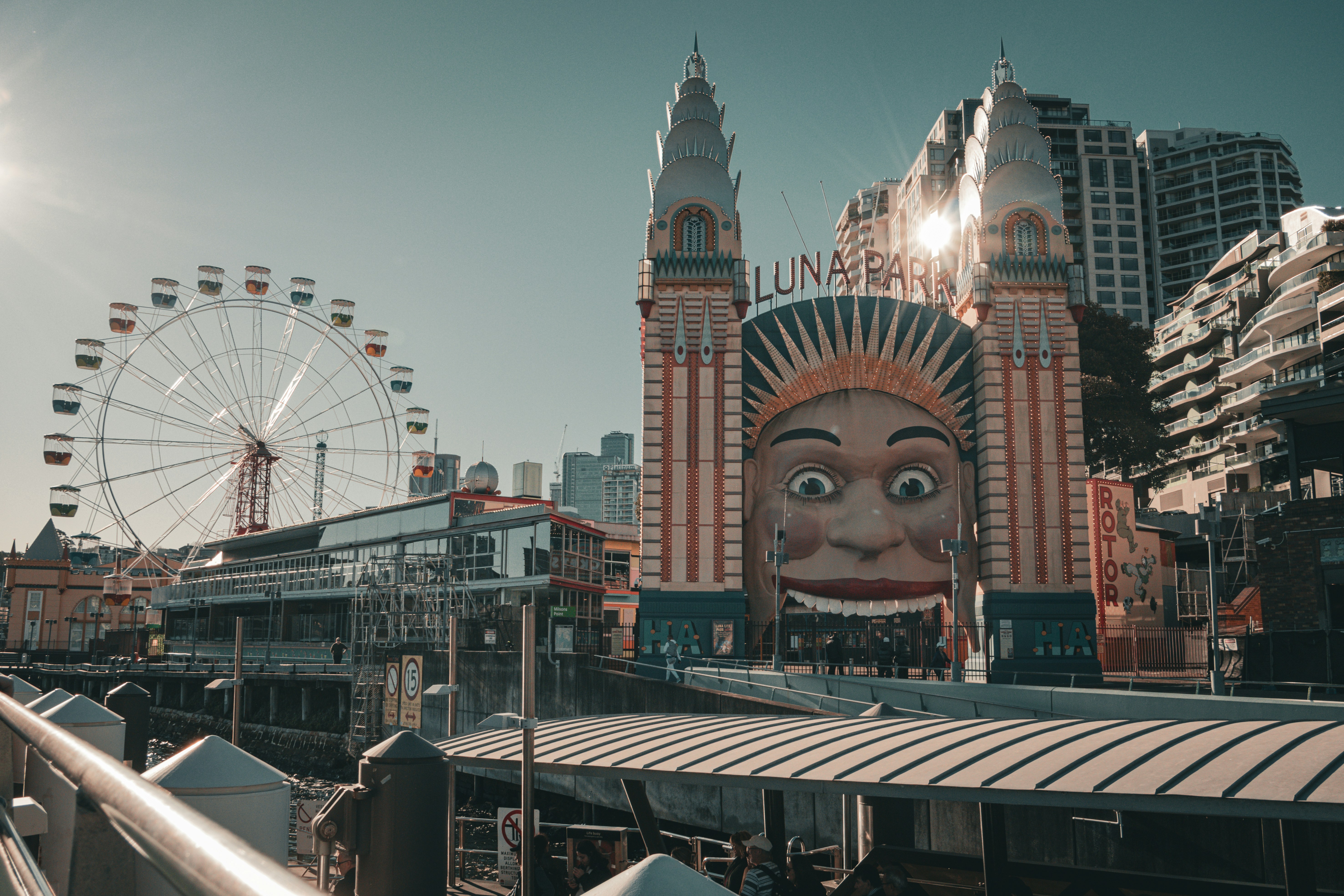 A ferris wheel and a ferris wheel in the background