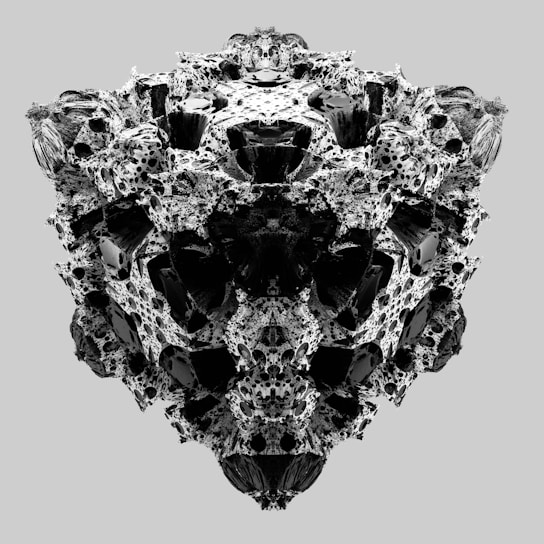 A black and white photo of an abstract object