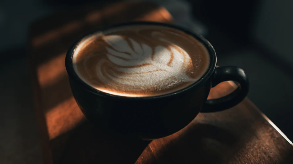 Latte art in a warm coffee shop