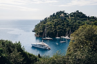 A group of boats floating on top of a body of water