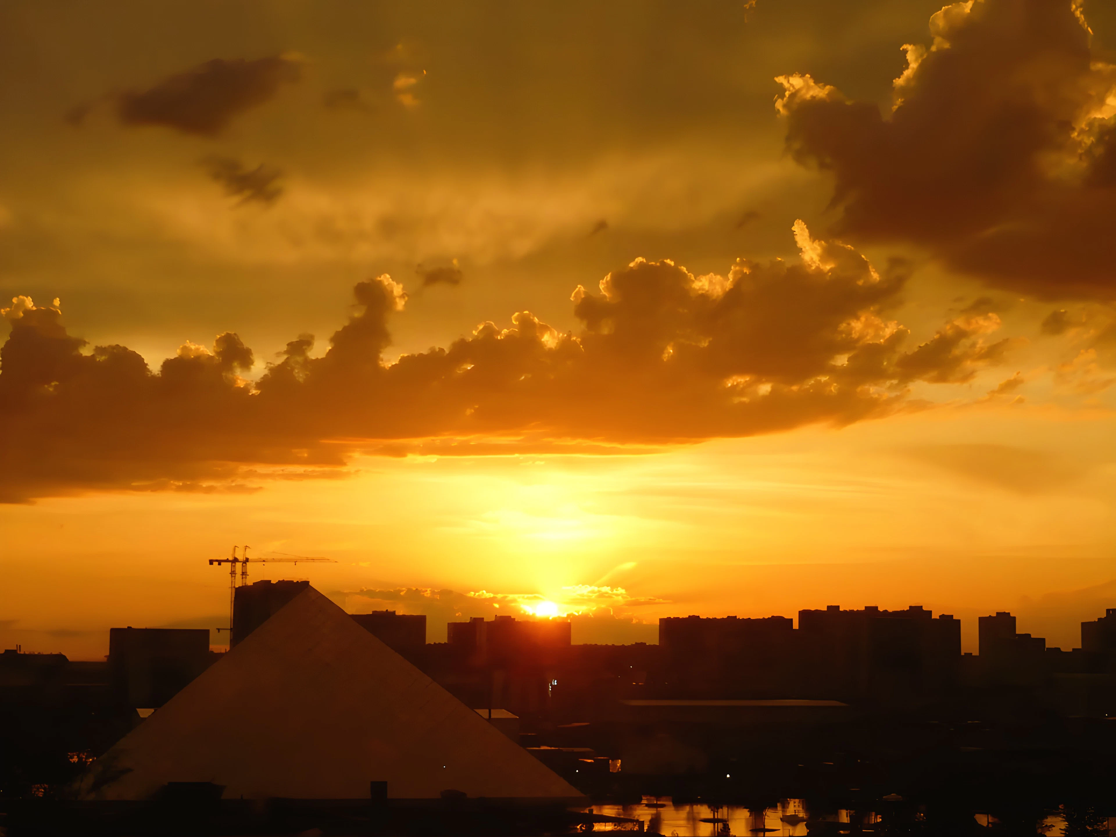 Sunset over the Astana skyline in Kazakhstan