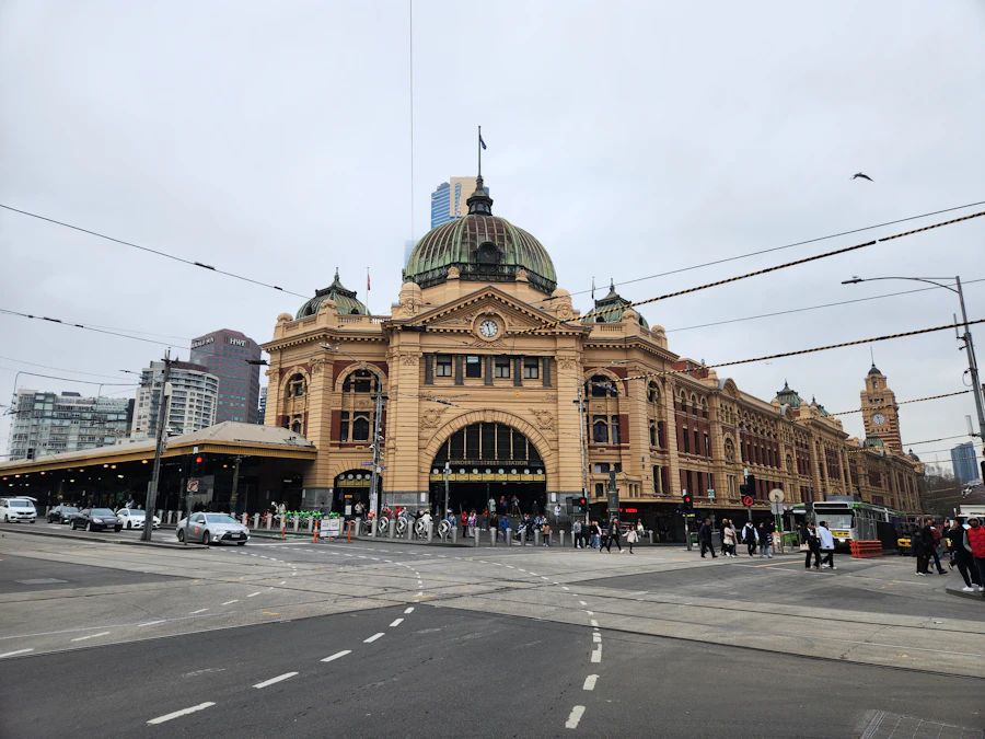 Overcast Melbourne morning near Flinders Street Station