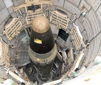 An aerial view of a large metal object