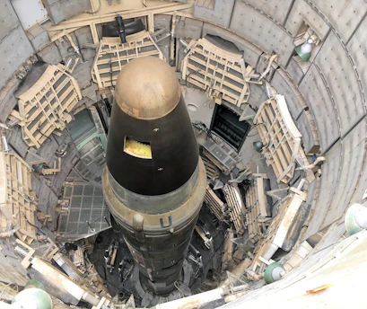 An aerial view of a large metal object