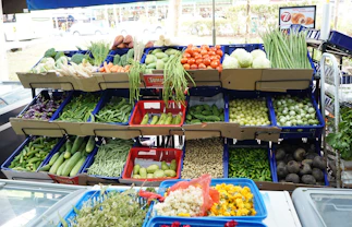 A display of vegetables in a grocery store