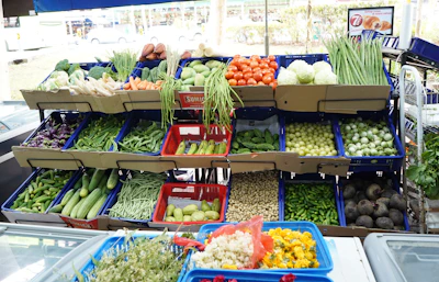 A display of vegetables in a grocery store