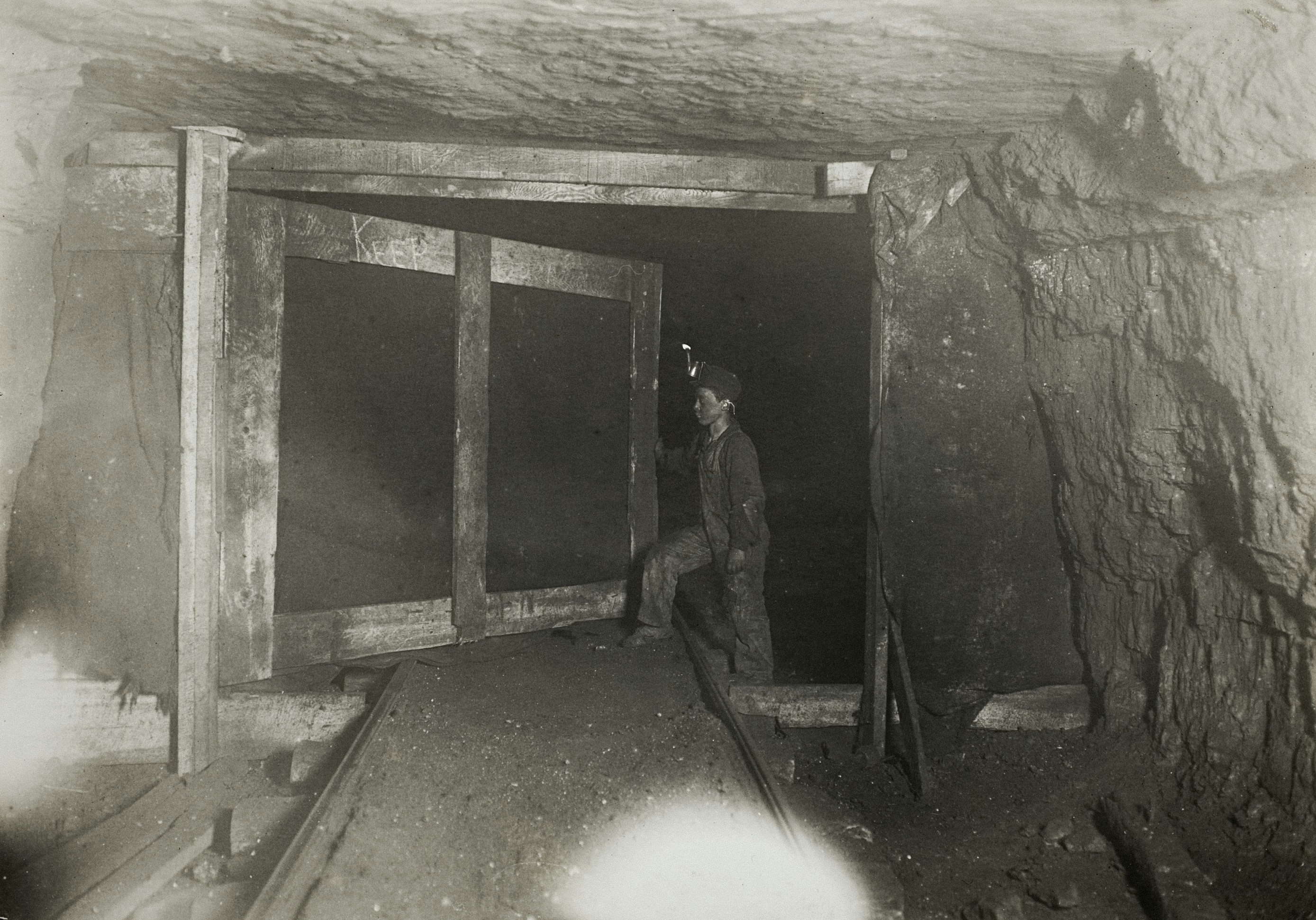 Artist Lewis Wickes Hine Title Young Trapper Boy in West Virginia Coal Mine) Place United States (Artist's nationality:) Date Made 1908 Medium Gelatin silver print https://www.artic.edu/artworks/23209/young-trapper-boy-in-west-virginia-coal-mine
