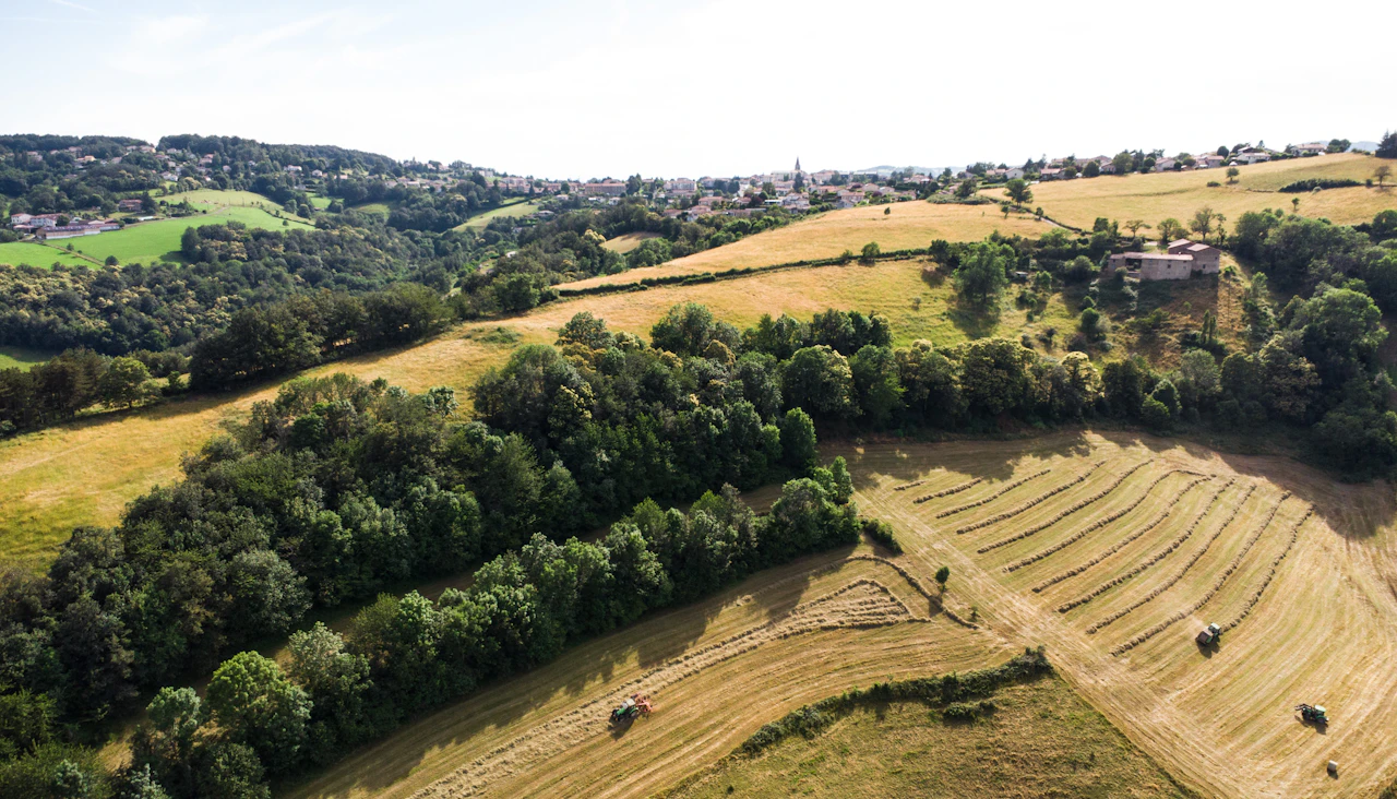 Vista aérea de una finca agrícola