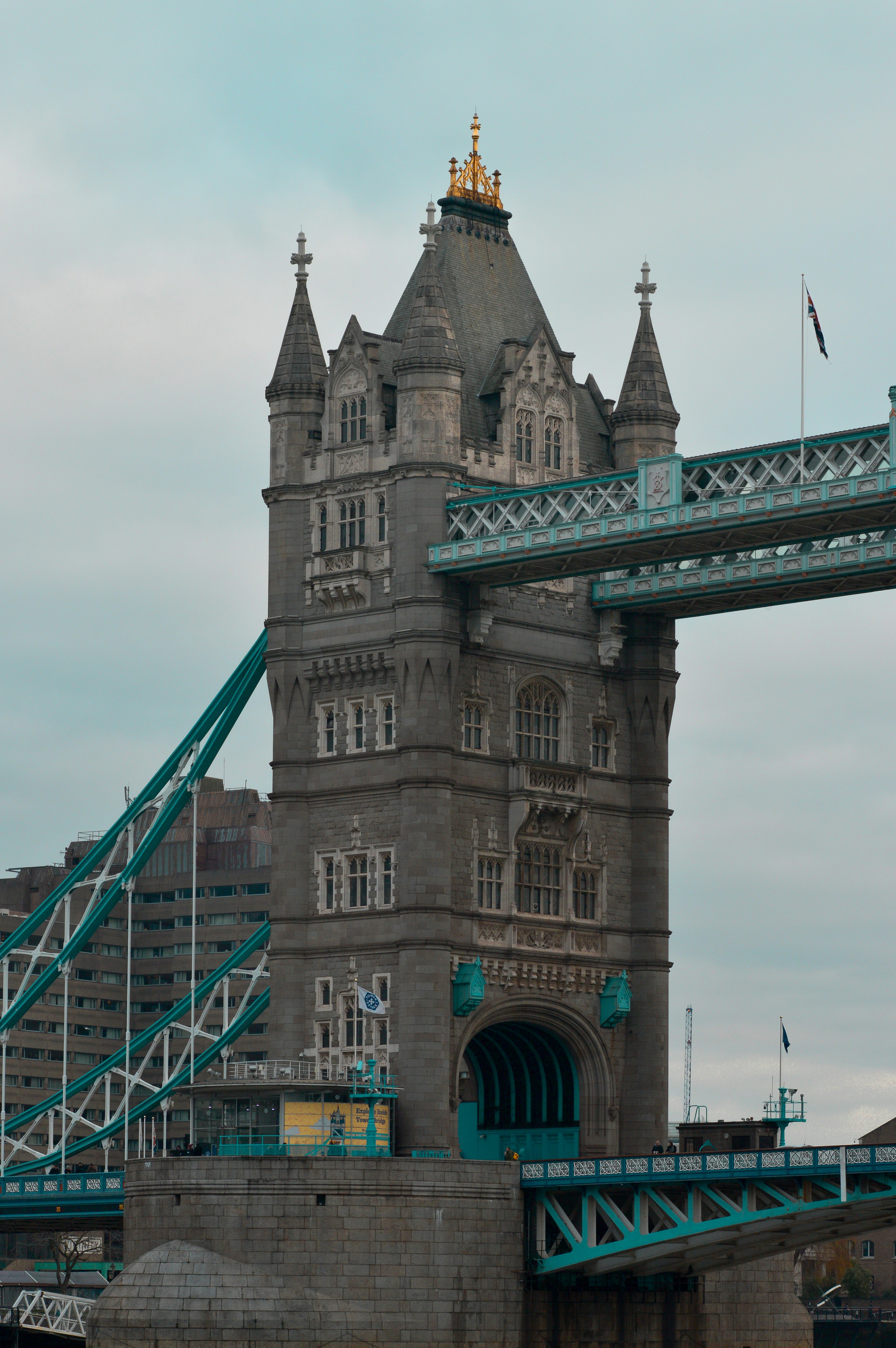 A tall tower with a clock on it's side