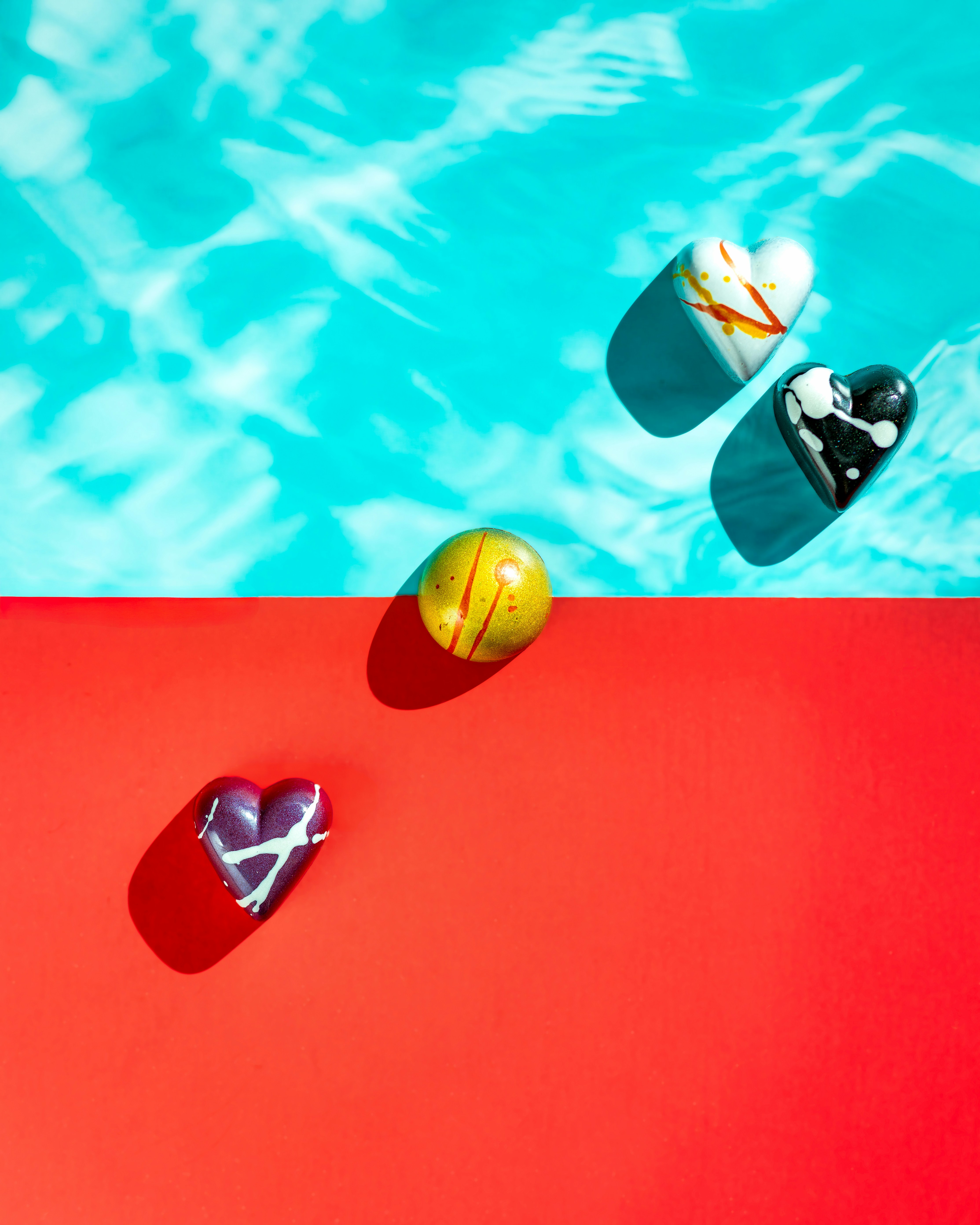 A pair of skis floating in a pool of water