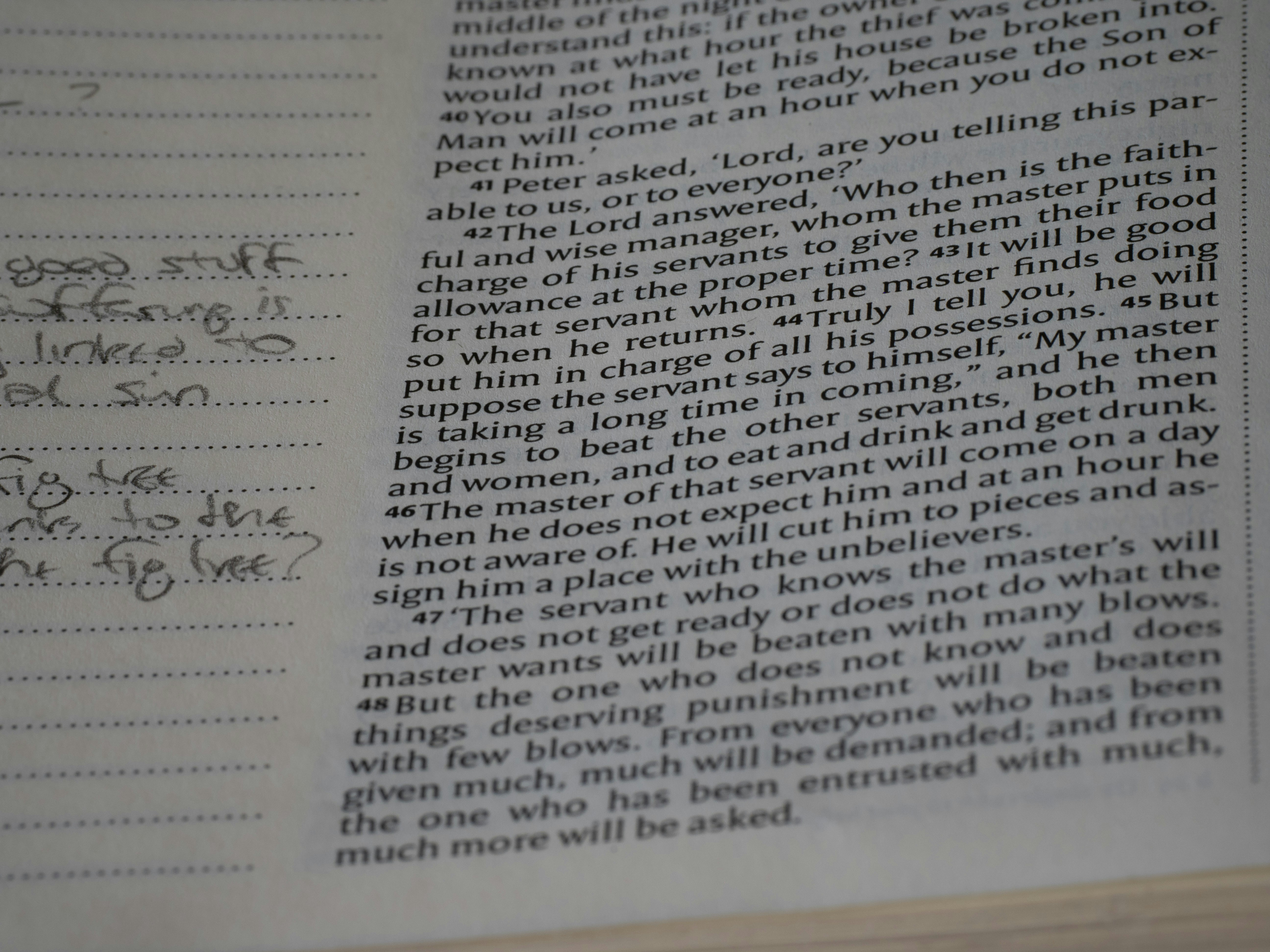 An open book with writing on it