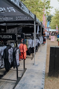 A group of people standing under a tent