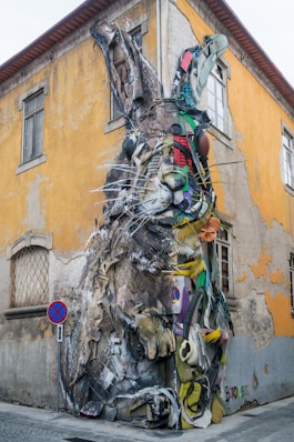 A building that has a large animal on the side of it