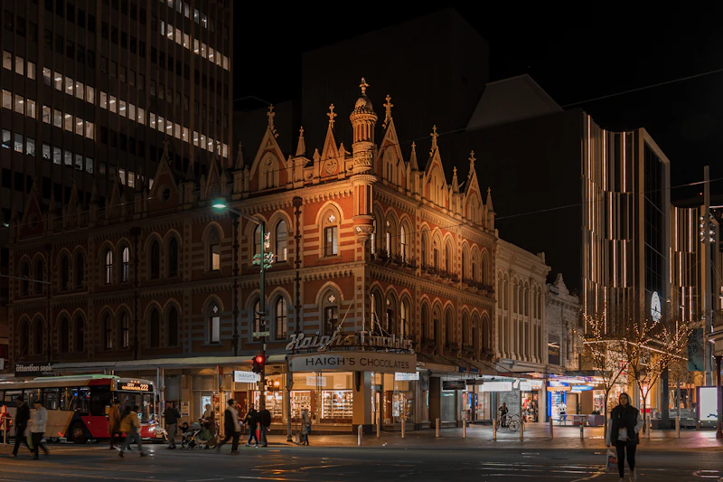 Adelaide heritage architecture at night