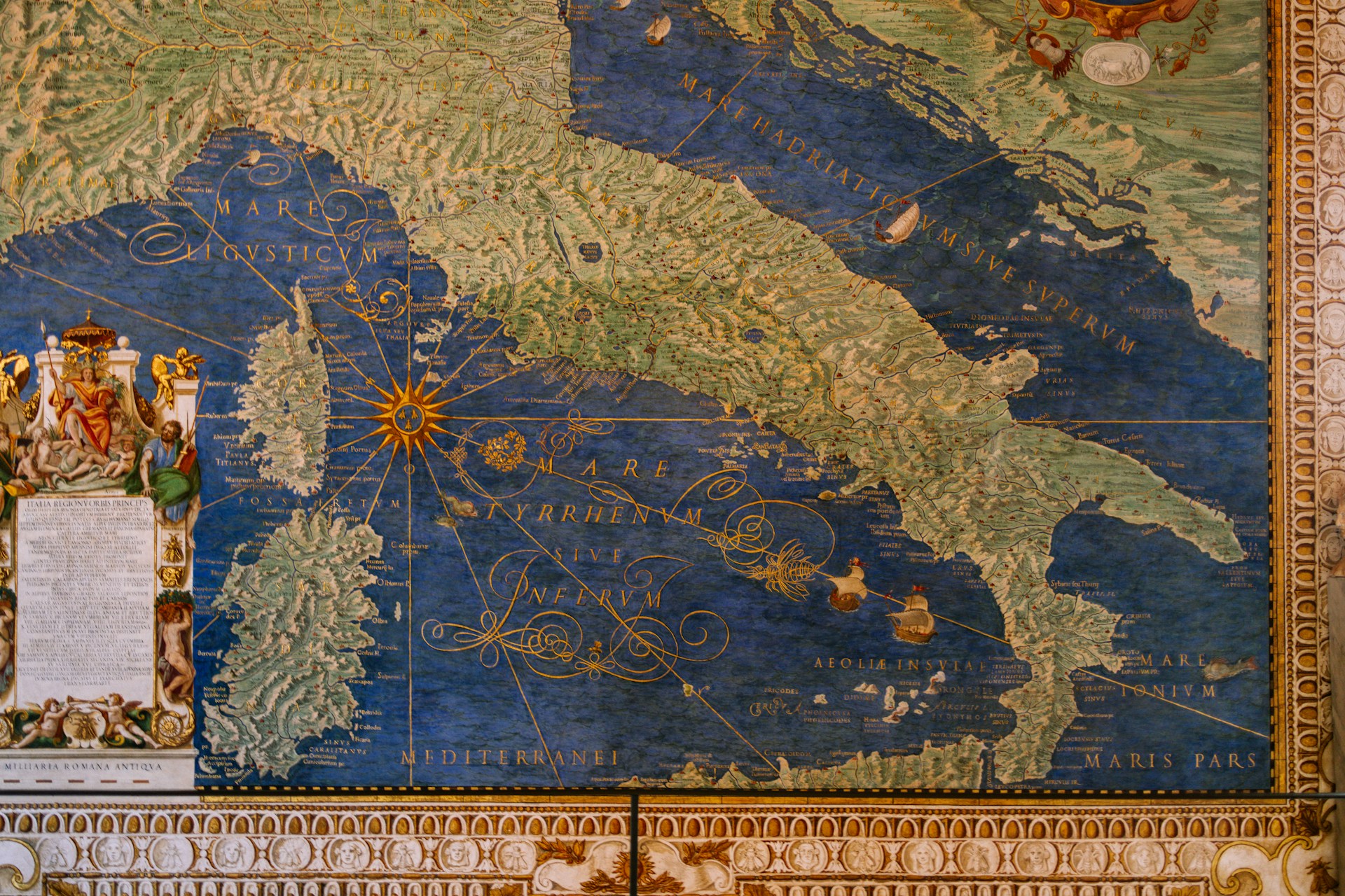A painting of a map on a wall