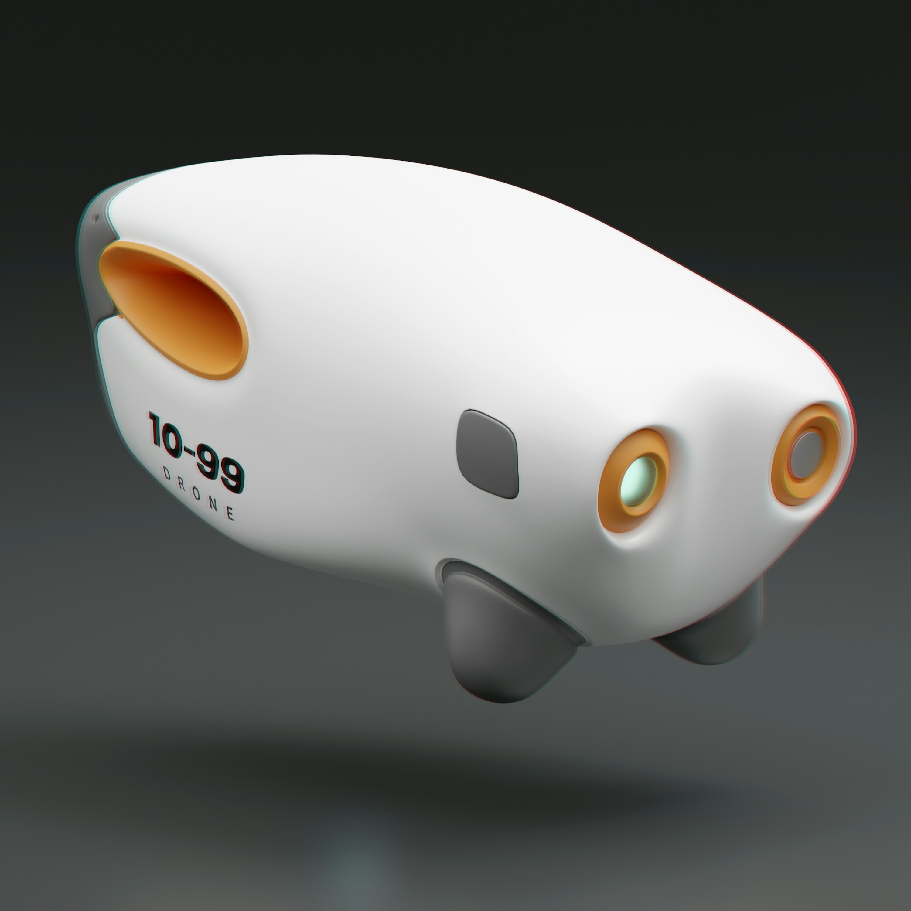 A white and orange object floating in the air