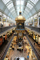 A large building with a clock tower inside of it