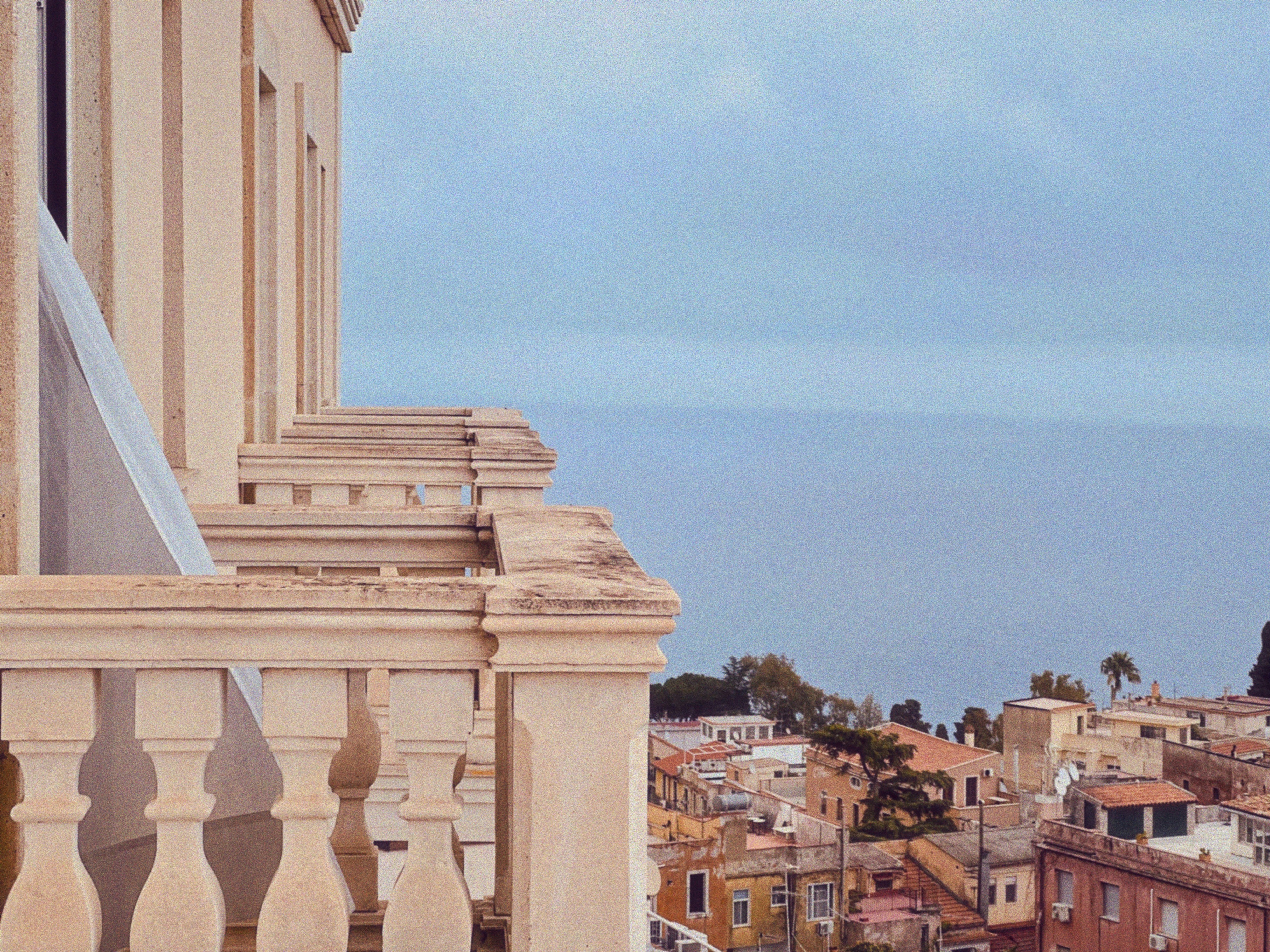A view of a city from a balcony
