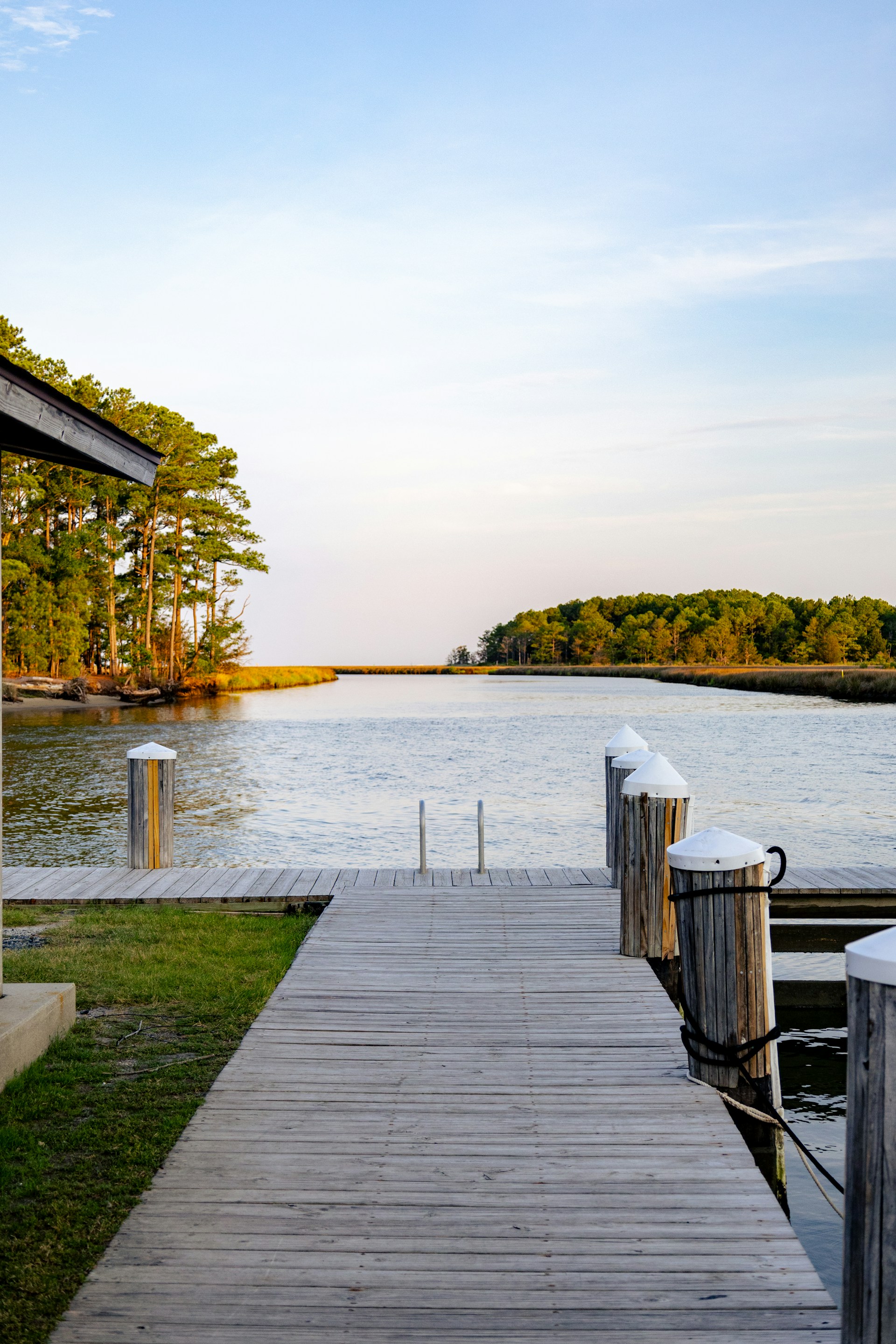 A wooden dock sitting next to a body of water