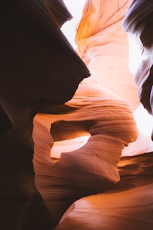 A narrow slot in the side of a canyon