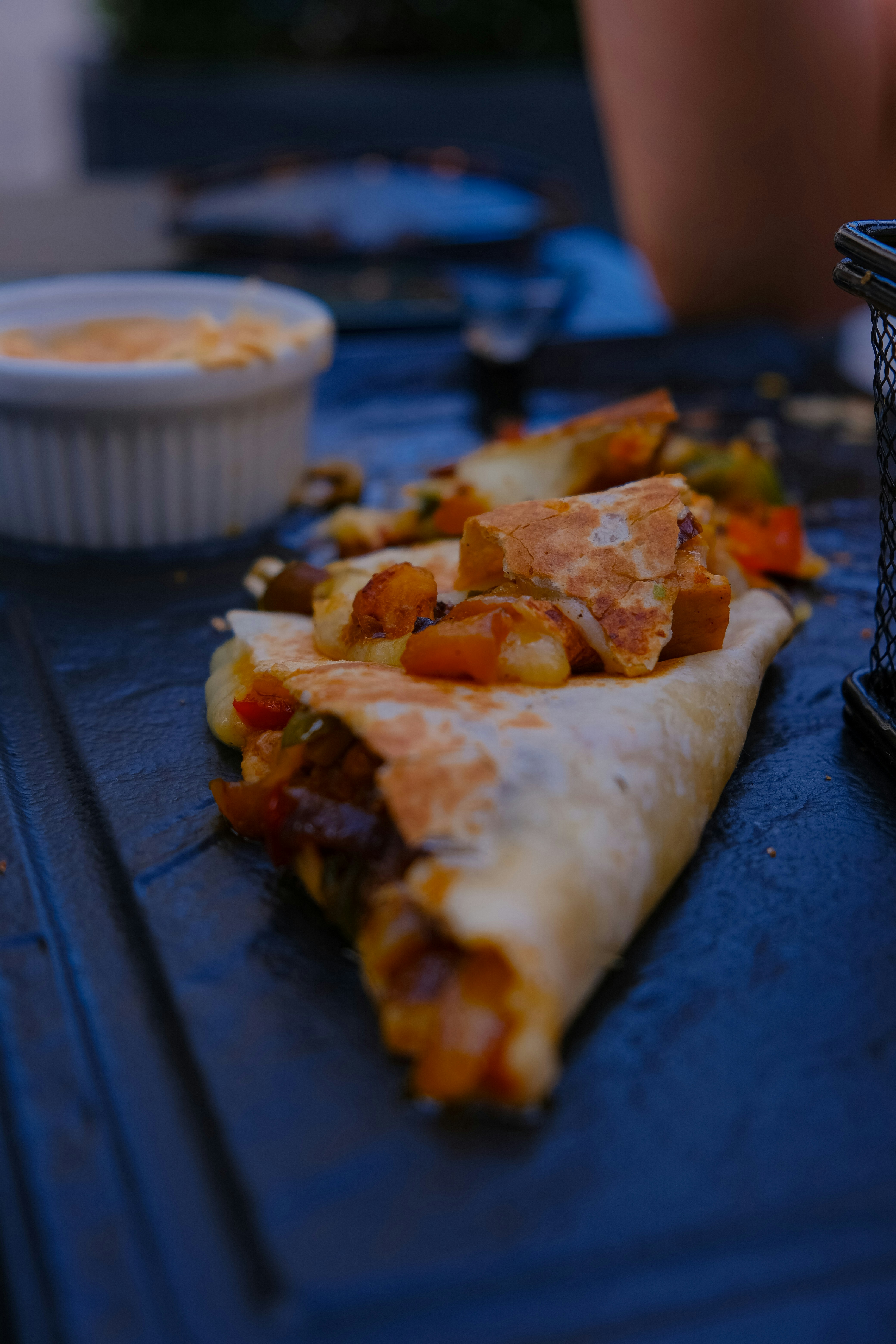 A close up of a plate of food on a table