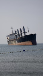A large ship in the middle of the ocean