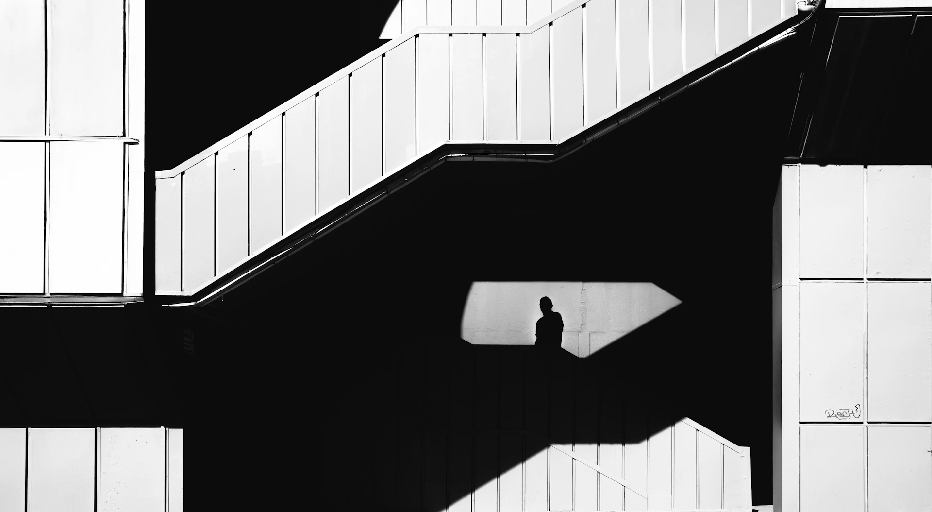 A black and white photo of a building