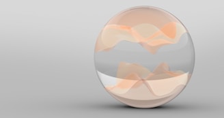 A glass egg with a mountain in the background