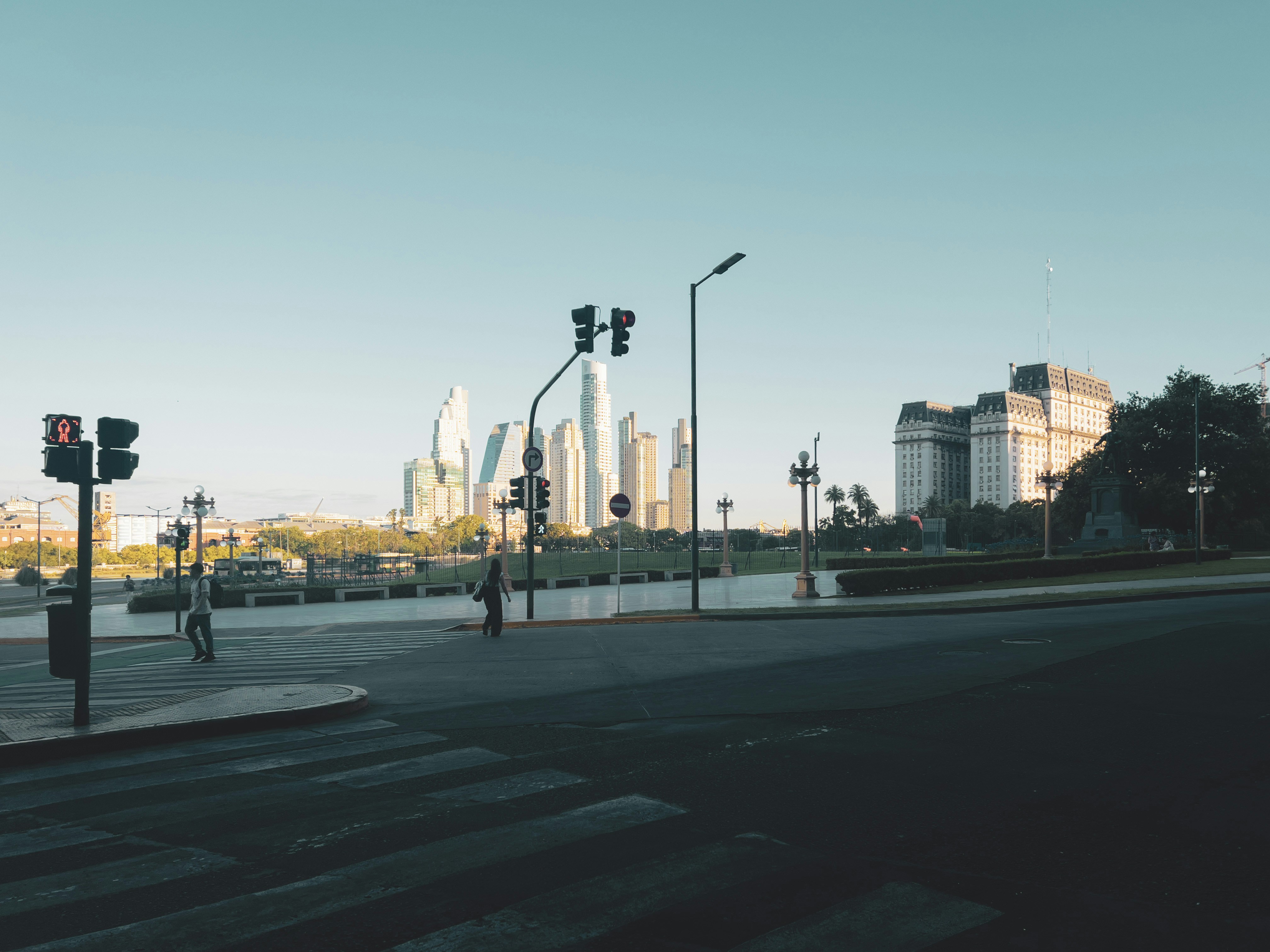 A city street with a lot of traffic lights
