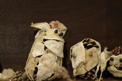 A group of stuffed animals sitting next to each other