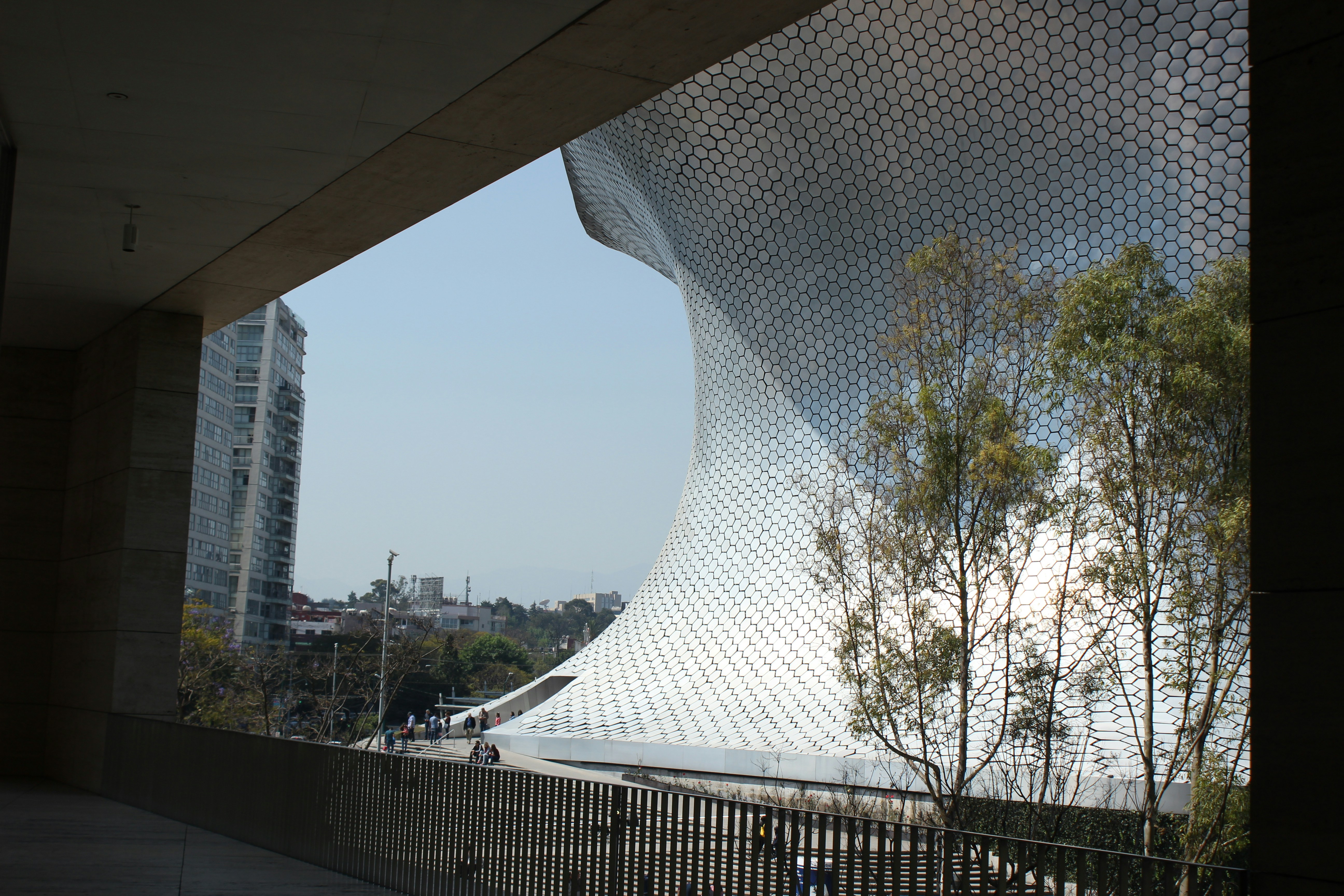 Vista del Museo Soumaya desde Museo Jumex. View of the Soumaya Museum seen from the Jumex Museum. CDMX, México