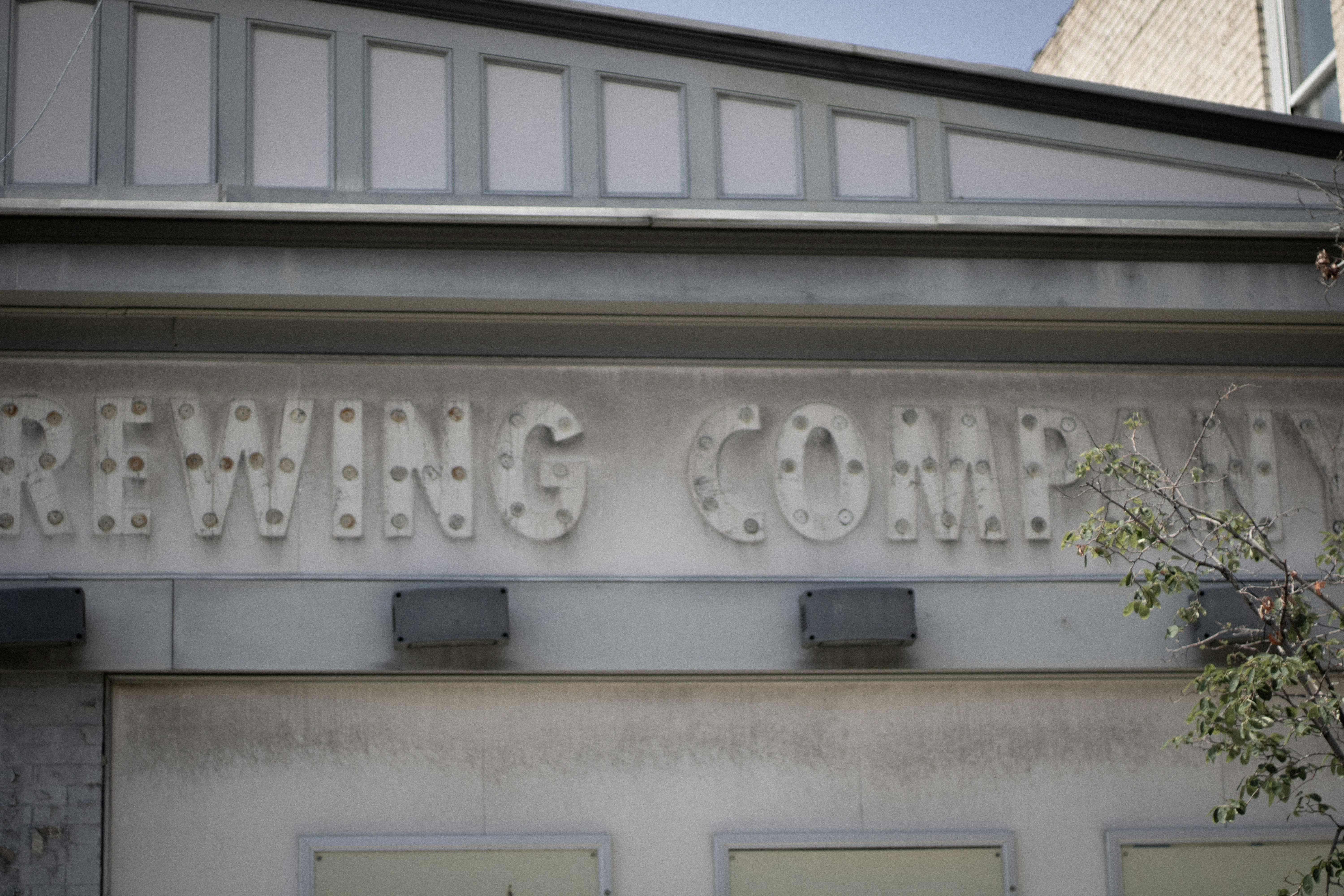 A building with a tree in front of it