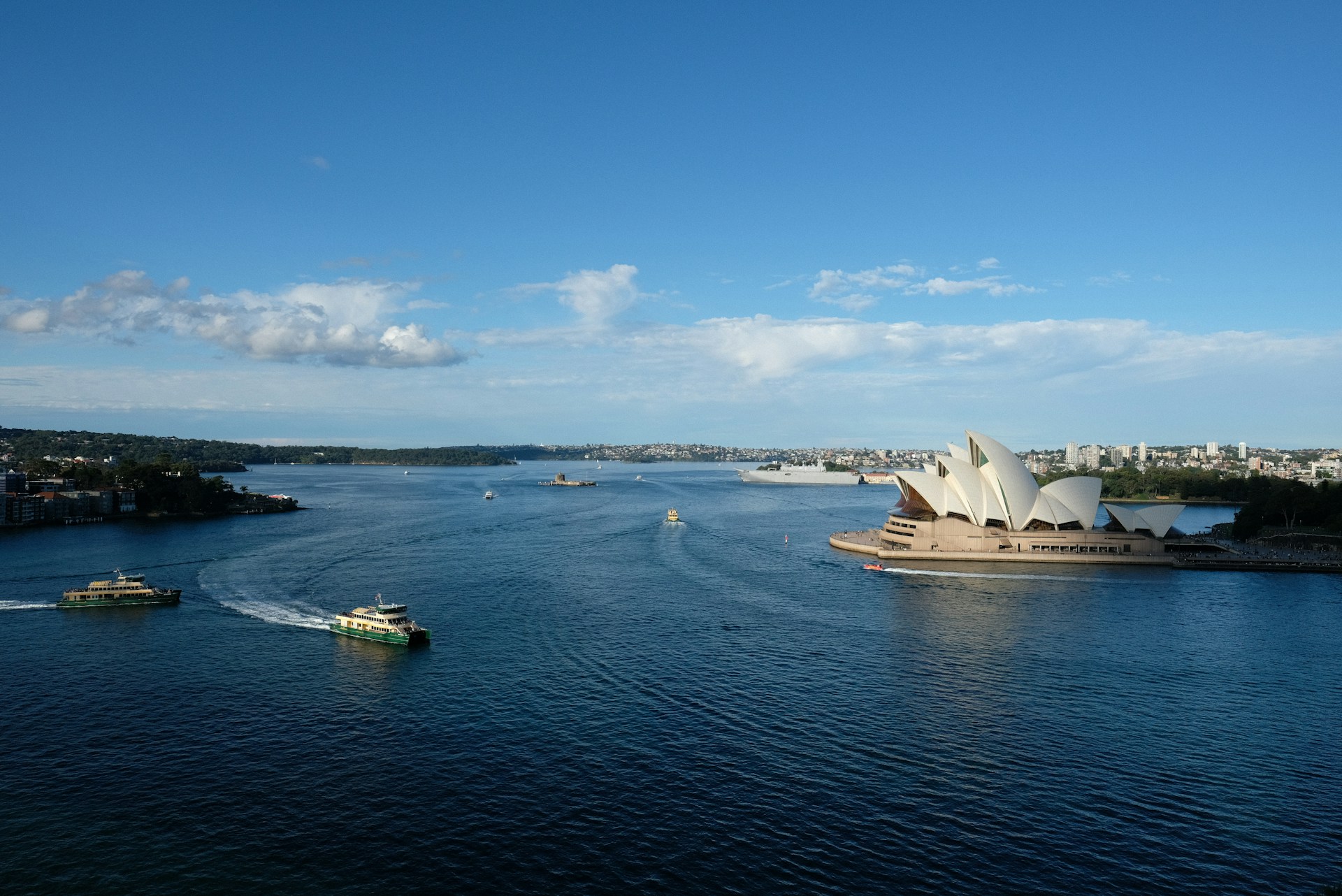 A large body of water with boats in it