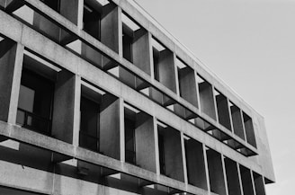 A black and white photo of a building