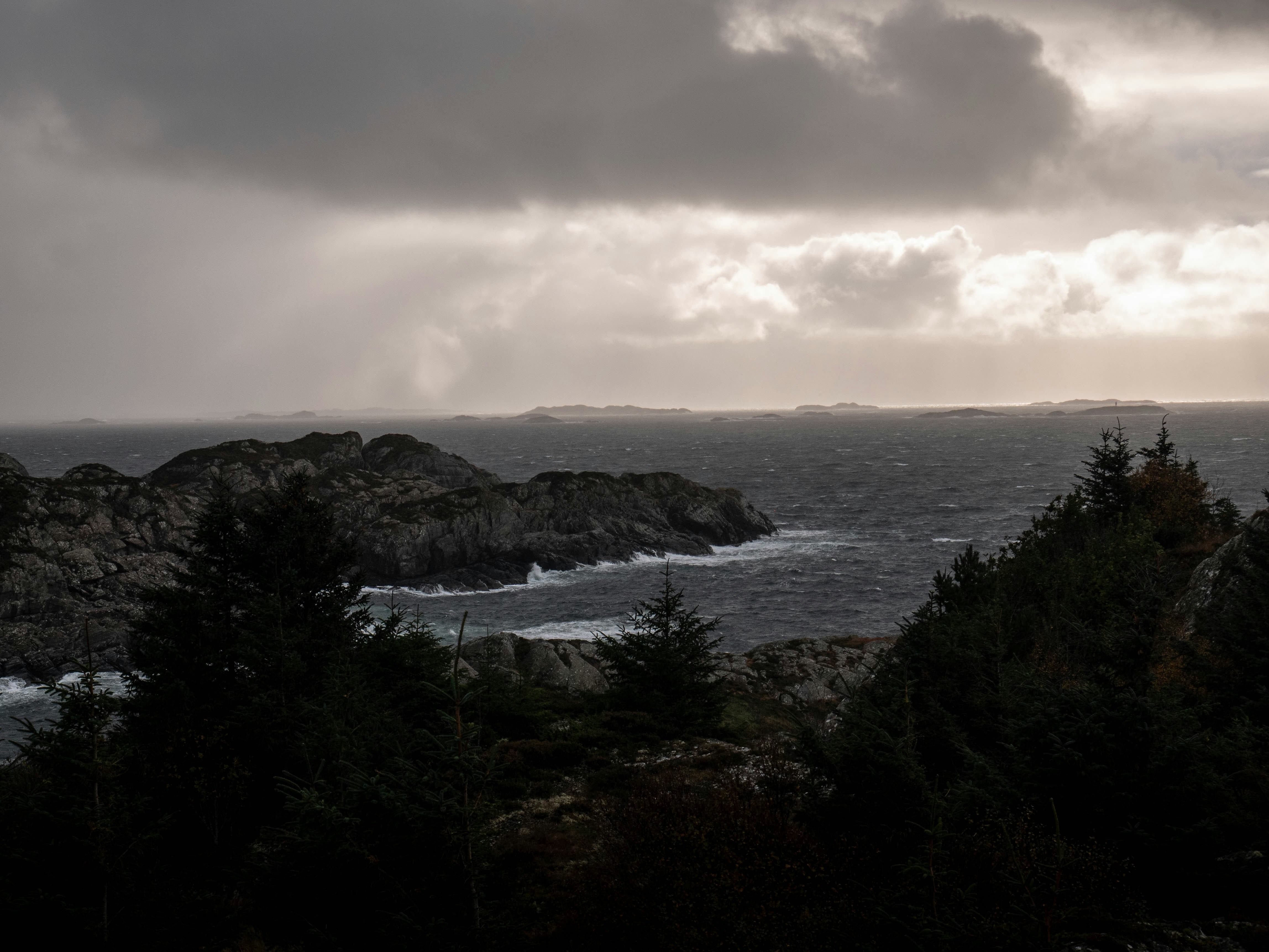 A view of a body of water from a hill