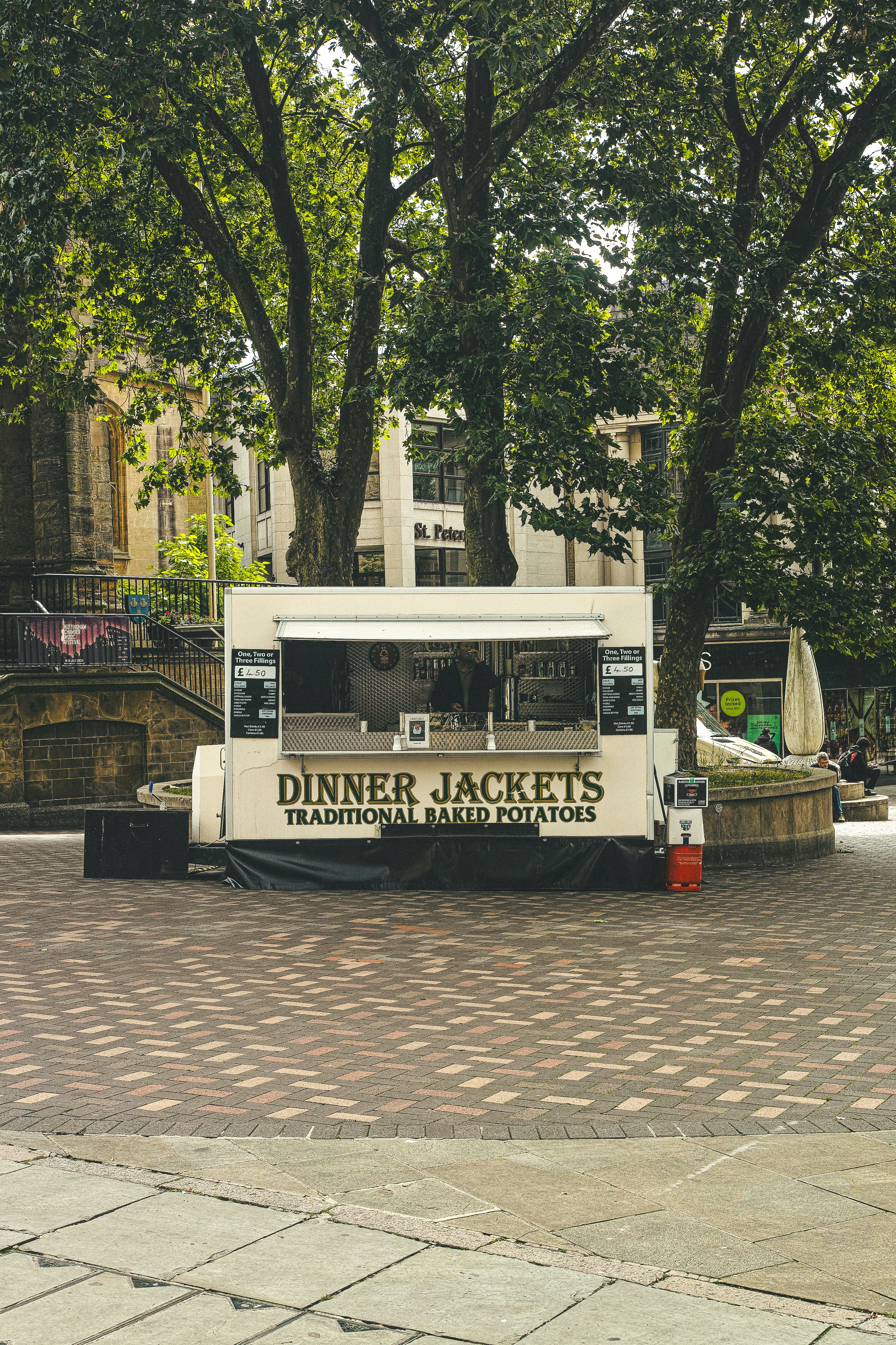 A food truck parked on the side of the road