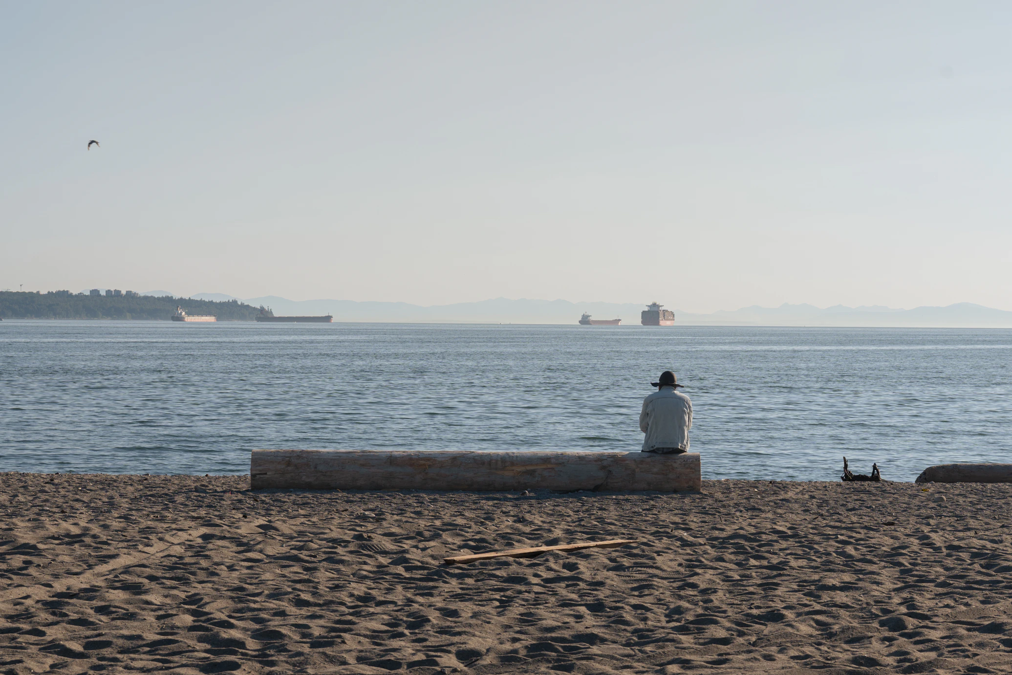 A man looking at the sea in West Vancouver